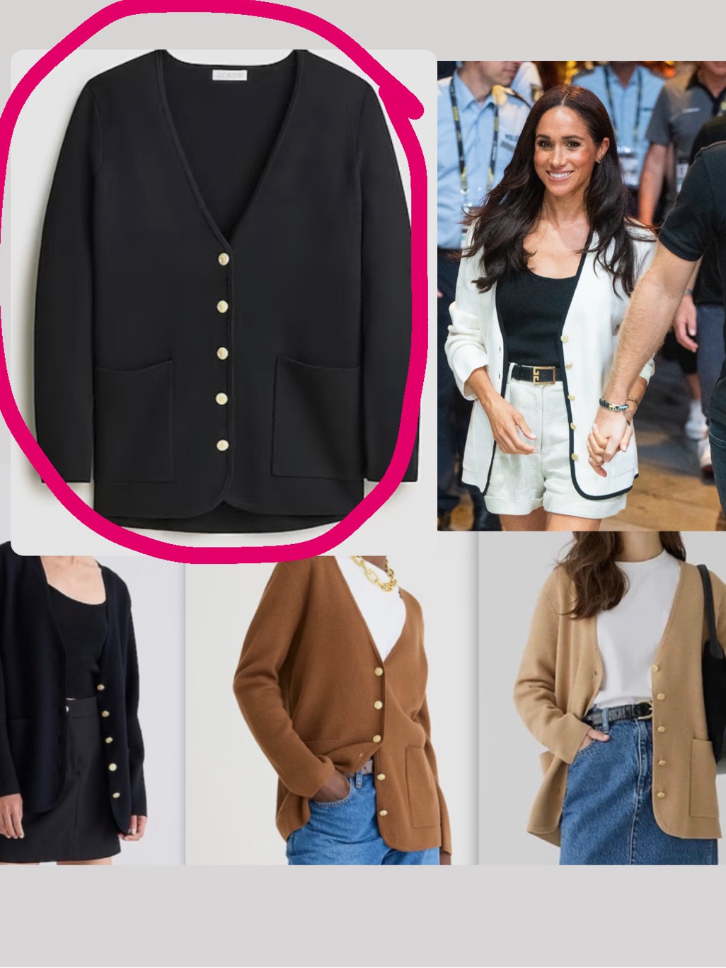 Nwt! Meghan Markle J. Crew Black V-Neck Oversized Cardigan Blazer